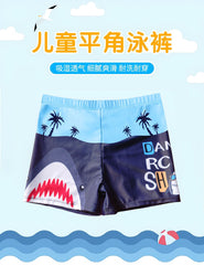Children's Swim Trunks Boys Swimsuit Small, Medium and Large Children's Cartoon Printed Baby's Flat-Corner Swim Trunks Quick-drying Cross-border New