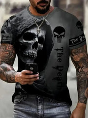 Horreur mort été hommes respirant col rond T-shirt crâne imprimé Halloween rue Hip Hop décontracté haut extérieur