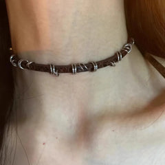Y2K – collier ras du cou gothique en cuir pour femmes et hommes, chaîne tendance, Vintage, Halloween, bijoux, accessoires, cadeaux