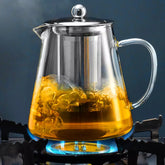 AVENLOVE-Théière en verre à degré de chaleur avec passoire à thé en acier inoxydable, bouilloire à fleurs, ensemble de vêtements de thé Kung Fu, pot Puer Oolong