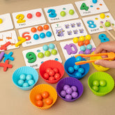 Wooden Montessori Clip Beads Toy Fine Motor Training Color Sorting Matching Early Learning Educational Toys For Children Kids