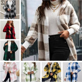Cardigan polaire à carreaux pour femme – Capuche et coupe ample