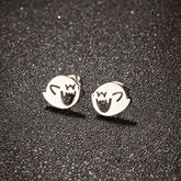 Boucles d'oreilles en acier inoxydable, 1 paire, mignonnes, dessin animé, noires, fantôme drôle, bijoux d'halloween minimalistes