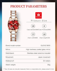 OLEVS Watches for Ladies Watch Ceramic Stainless Steel Luxury Waterproof Watch Rose Gold Women's Watches trend Reloj Mujer