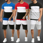 Ensemble jogging 2 pièces homme – Short et haut rayé style casual été