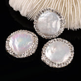 Lot de 10 perles rondes nacre naturelle et argile avec strass – DIY bijoux