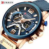 CURREN Luxury Brand Mens Watch Military Leather Wristwatch Man Sports Clock Casual Fashion Chronograph Waterproof Relojes Hombre