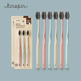 Lot de 6 brosses à dents Kinepin paille de blé – Poils charbon de bambou