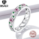 Bague fleur Bisaer en argent 925 avec zircons colorés – EFR132