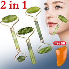 Rouleau de jade facial et gua sha naturel – Massage et soin du visage