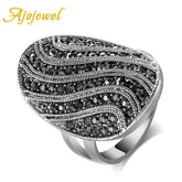 Bague femme vintage pavée de zircons noirs – Tailles 7 à 9 Ajojewel