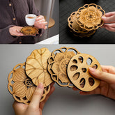 Dessous-de-verre en bois forme lotus – Set de table cuisine et salon