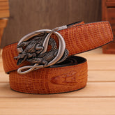 Ceinture homme cuir véritable crocodile avec boucle automatique