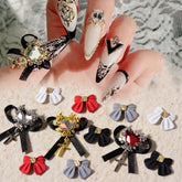Lot de 10 décorations ongles 3D cristal cœur et nœud – Nail art japonais