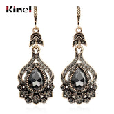 Boucles d'oreilles pendantes cristal gris Kinel – Bijou vintage doré