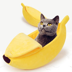 Lit en Forme de Banane en Peluche pour Chats™ chez andunian