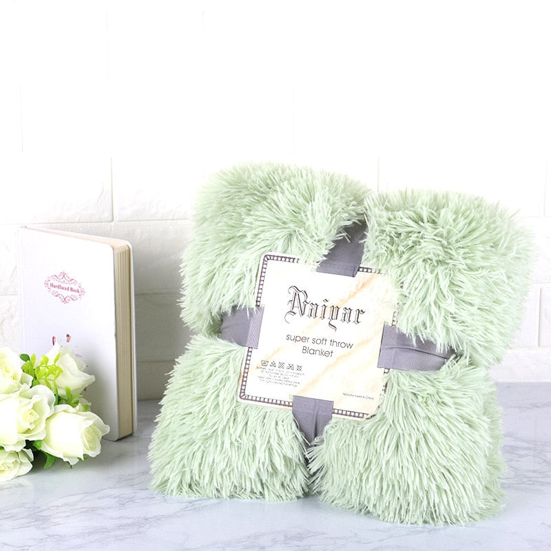 Fur Blanket Super Soft Fuzzy Elegant Cozy Bed Sofa Bedspread Long Shaggy Warm Bedding Sheet Fluffy Fur Throw Blanket