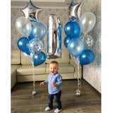 1st Happy Birthday Blue Silver Balloons Foil Number Balloons Banner First Baby Boy Party Decorations My 1 One Year Supplies