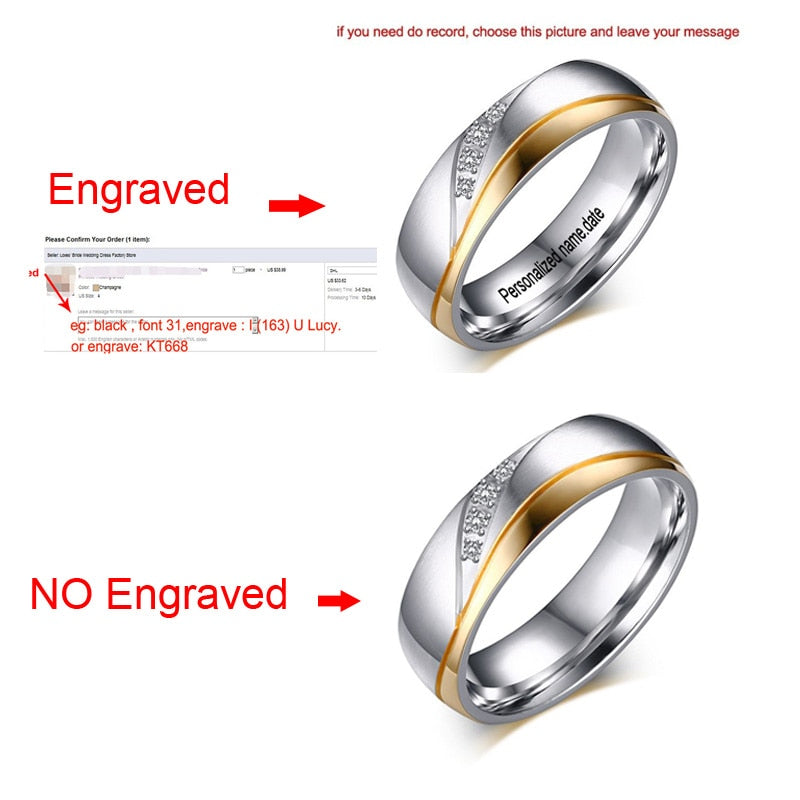 Personalized Name Promised Wedding Rings for Lover Couple Men Women Stainless Steel Engagement Party Gifts