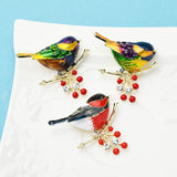 Wuli&amp;baby 2021 Multicolor Bird Brooch Pins Quality Enamel Ainmal Brooches New Year Designer Jewelry Gift Pyrrhula pyrrhula
