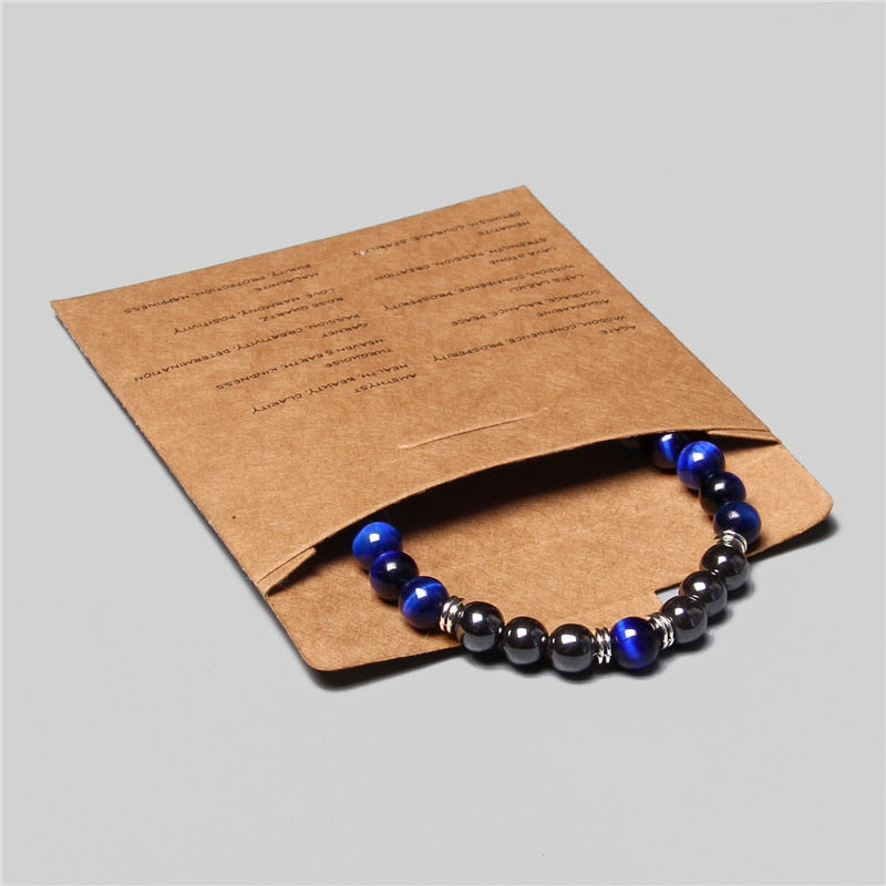 Bracelet Hématite Œil de Tigre - Pierre Naturelle Couple