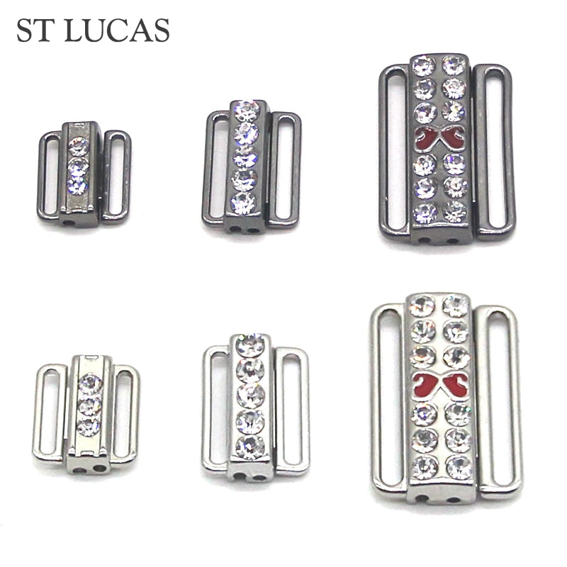 2pcs/lot silver gold Rectangle Tape Closure Hook &amp; Clasp Rhinestone bra buckle Waist Extenders Sewing On Clothes Bra Clip Hook