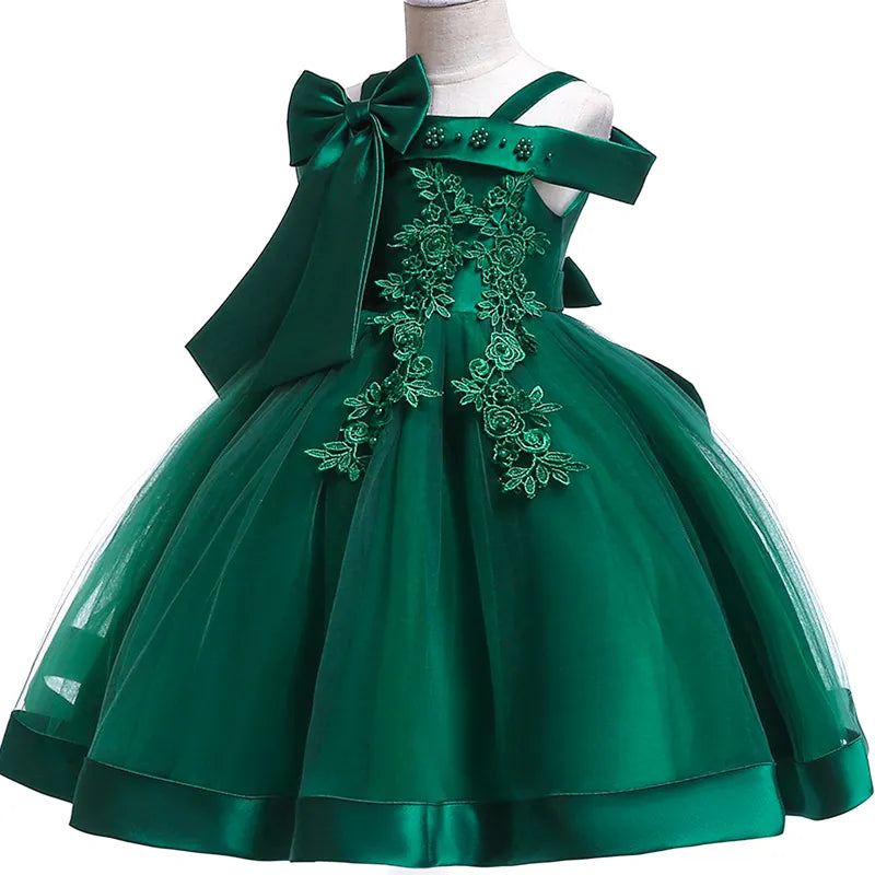 Robe Princesse Brodée Soie Fille - Fête Hiver Halloween Noël