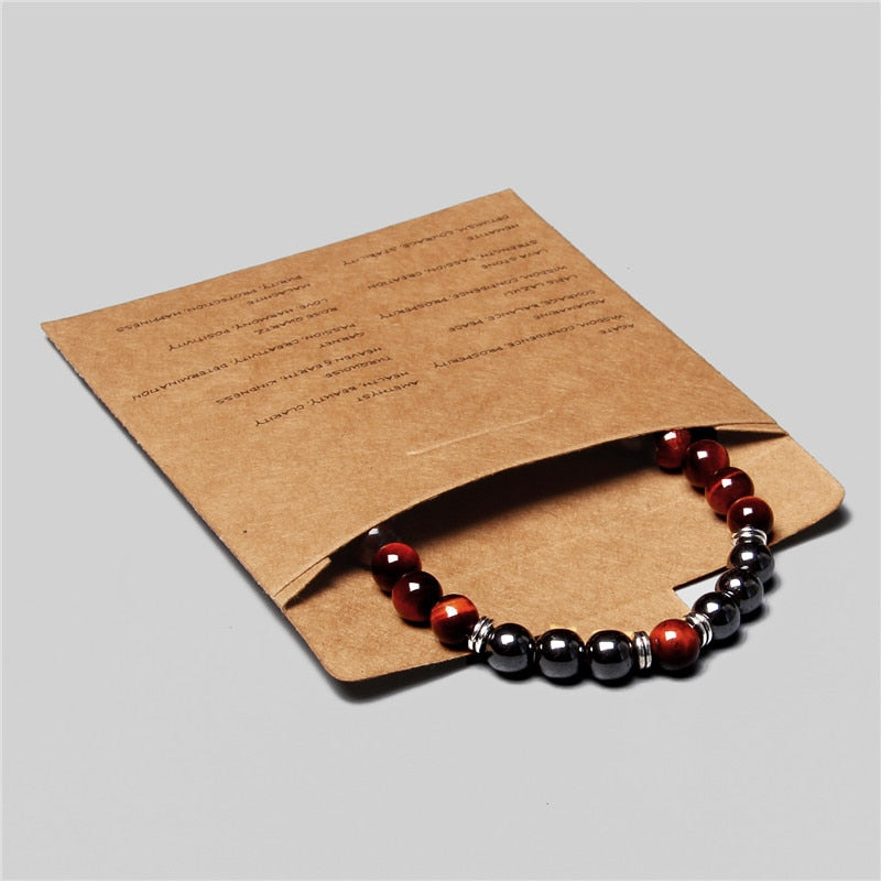 Bracelet Hématite Œil de Tigre - Pierre Naturelle Couple