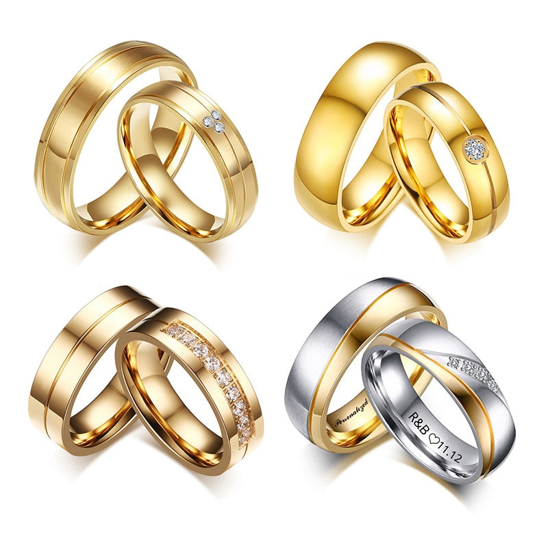 Personalized Name Promised Wedding Rings for Lover Couple Men Women Stainless Steel Engagement Party Gifts