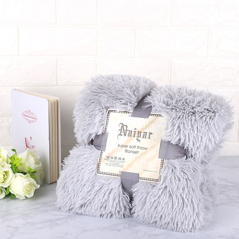 Fur Blanket Super Soft Fuzzy Elegant Cozy Bed Sofa Bedspread Long Shaggy Warm Bedding Sheet Fluffy Fur Throw Blanket