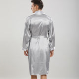 Men Robe Sets Satin Kimono Gown Male Sleepwear Bathrobe Faux Silk 2PCS Robe&Shorts Suit Casual Nightwear Lounge Wear Homewear
