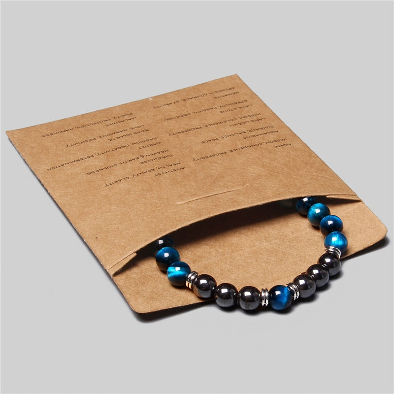 Bracelet Hématite Œil de Tigre - Pierre Naturelle Couple