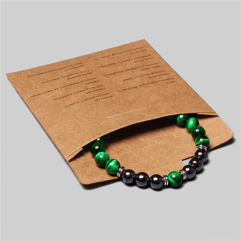 Bracelet Hématite Œil de Tigre - Pierre Naturelle Couple