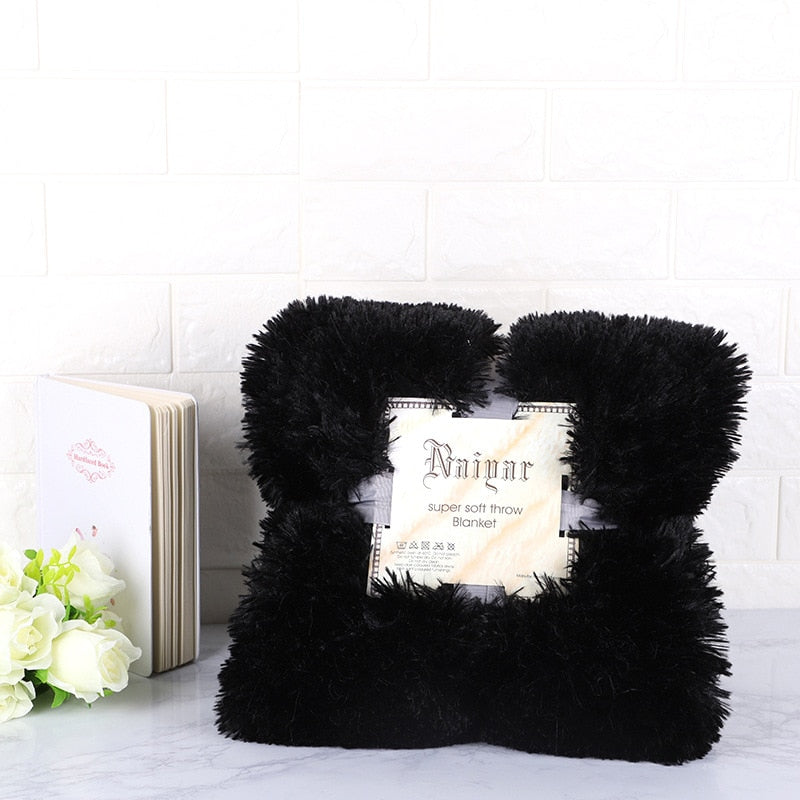 Fur Blanket Super Soft Fuzzy Elegant Cozy Bed Sofa Bedspread Long Shaggy Warm Bedding Sheet Fluffy Fur Throw Blanket