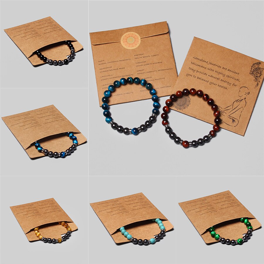 Bracelet Hématite Œil de Tigre - Pierre Naturelle Couple