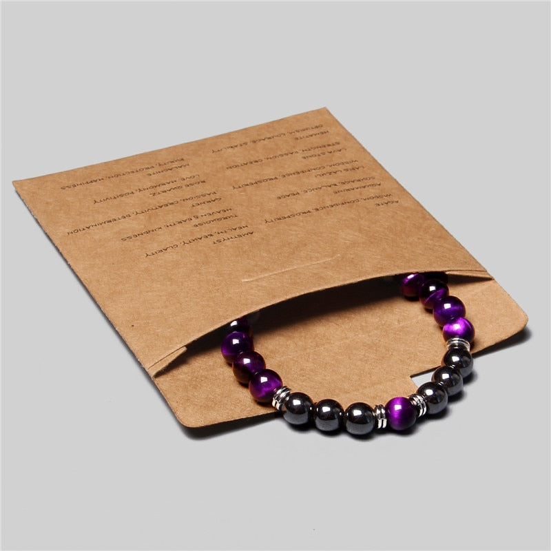 Bracelet Hématite Œil de Tigre - Pierre Naturelle Couple