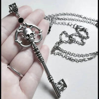 Collier clé squelette en argent Antique, pendentif créatif, breloque, bijoux Punk, nouveauté Grunge gothique, cadeau d'halloween, nouvelle collection
