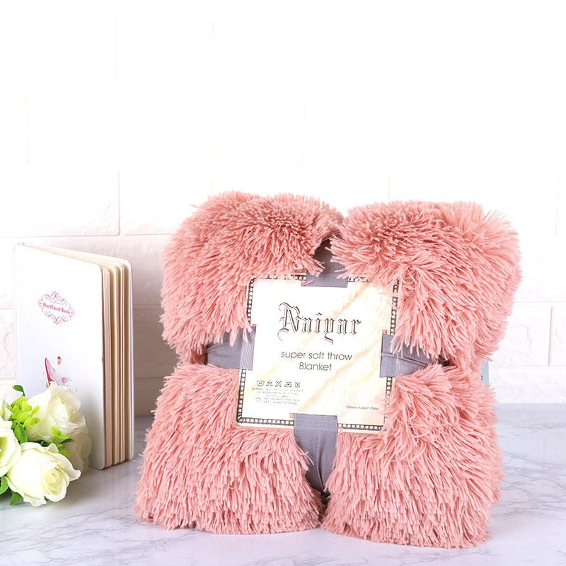 Fur Blanket Super Soft Fuzzy Elegant Cozy Bed Sofa Bedspread Long Shaggy Warm Bedding Sheet Fluffy Fur Throw Blanket