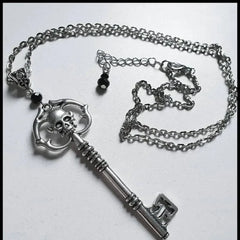 Collier clé squelette en argent Antique, pendentif créatif, breloque, bijoux Punk, nouveauté Grunge gothique, cadeau d'halloween, nouvelle collection
