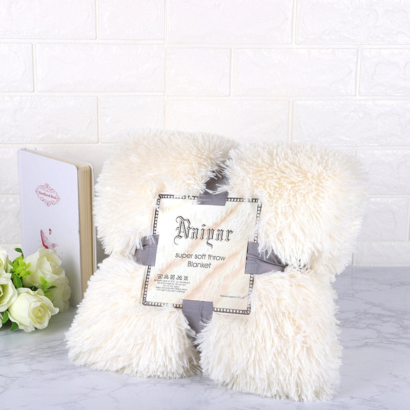 Fur Blanket Super Soft Fuzzy Elegant Cozy Bed Sofa Bedspread Long Shaggy Warm Bedding Sheet Fluffy Fur Throw Blanket