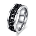 Vnox Spinner Black Chain Ring for Men Punk Titanium Steel Metal Finger Jewelry Male Alliance