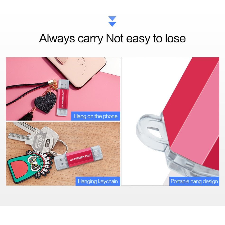 Wansenda OTG 3 in 1 USB Flash Drives USB3.0 &amp; Type-C &amp; Micro USB 512GB 256GB 128GB 64GB 32GB 16GB Pendrives Pen Drive Cle USB