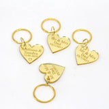 30 Pieces Personalized Engraved Love Heart Key Chain Gold Acrylic Engagement Birthday Party Gift Custom Key Ring Wedding Favors