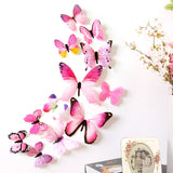 12Pcs Butterflies Wall Stickers New Year Gift Home Decorations 3D Butterfly PVC Self Adhesive Wallpaper For Living Room Decals