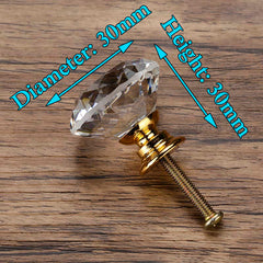 KAK 20-40mm Diamond Shape Design Crystal Glass Knobs Cupboard Drawer Pull Kitchen Cabinet Door Wardrobe Handles Hardware
