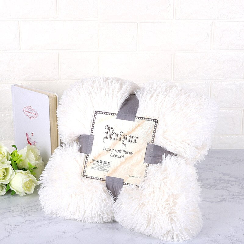 Fur Blanket Super Soft Fuzzy Elegant Cozy Bed Sofa Bedspread Long Shaggy Warm Bedding Sheet Fluffy Fur Throw Blanket