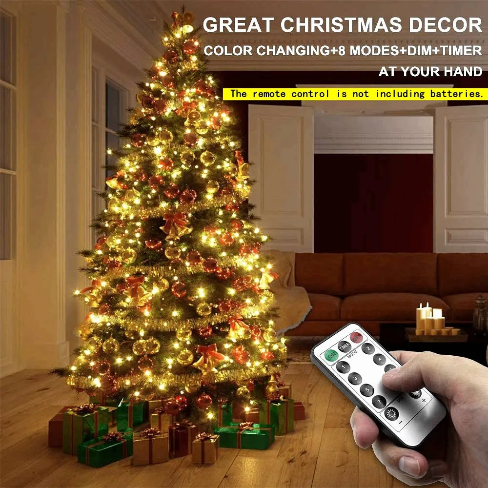 Guirlande LED 10-200m Fil Vert - Extérieur Arbre Noël