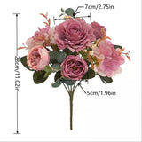 Artificial Flowers Retro Silk Rose Bouquet Hydrangea Peony Vintage Bride Holding Fake Plants Home Wedding Decoration Accessories