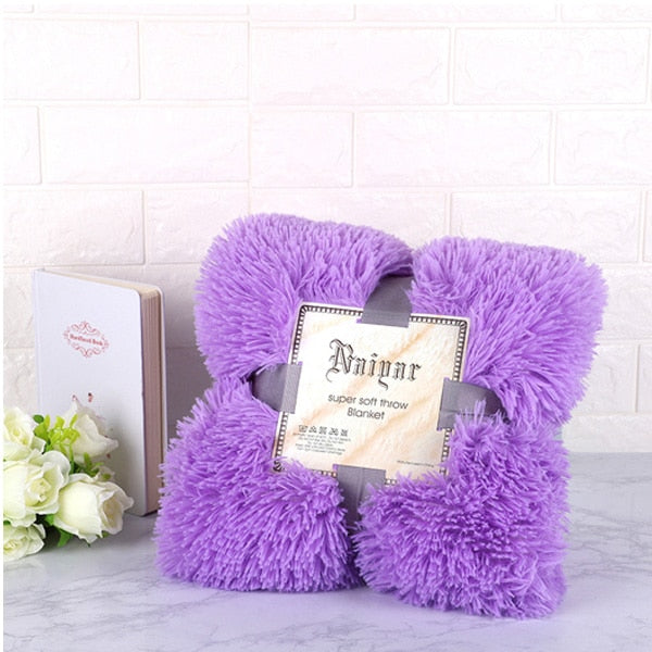 Fur Blanket Super Soft Fuzzy Elegant Cozy Bed Sofa Bedspread Long Shaggy Warm Bedding Sheet Fluffy Fur Throw Blanket