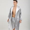 Men Robe Sets Satin Kimono Gown Male Sleepwear Bathrobe Faux Silk 2PCS Robe&Shorts Suit Casual Nightwear Lounge Wear Homewear